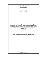 Nghiên cứu chiết dầu cám gạo bằng phương pháp dùng dung môi siêu CO2 tới hạn 