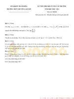 Đề thi chọn học sinh giỏi cấp trường môn Toán lớp 12 năm học 2020-2021 – Trường THPT Chuyên Lam Sơn