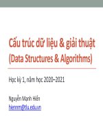 Bài giảng Cấu trúc dữ liệu và giải thuật: Tổng quan môn học - Nguyễn Mạnh Hiển (HKI năm 2020-2021)