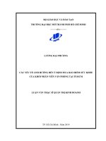 các yếu tố ảnh hưởng đến ý định mua bảo hiểm sức khỏe của khối nhân viên văn phòng tại tp hcm 