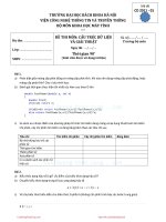 Đề thi Cấu trúc dữ liệu và giải thuật (Mã đề 02) - Đại học Bách khoa Hà Nội