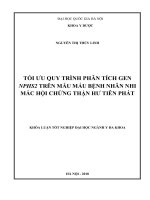 Tối ưu quy trình phân tích gen NPHS2 trên mẫu máu bệnh nhân nhi mắc hội chứng thận hư tiên phát 