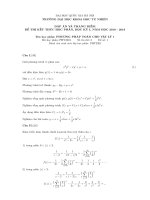 Đáp án đề thi kết thúc học kỳ I năm học 2017-2018 môn Phương pháp toán cho Vật lý 1 - ĐH Khoa học Tự nhiên