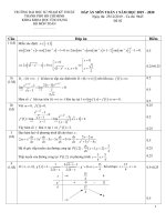 Đáp án môn Toán 1 năm học 2019-2020 (Đề 1) - ĐH Sư phạm Kỹ thuật