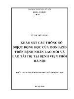 Khảo sát các tham số dược động học của isoniazid trên bệnh nhân lao mới và lao tái trị tại bệnh viện phổi hà nội 