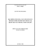 Đặc điểm lâm sàng, cận lâm sàng suy hô hấp ở trẻ sơ sinh non tháng tại bệnh viện sản nhi bắc ninh năm 2017 
