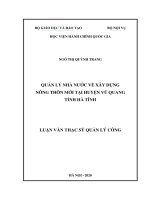 Quản lý nhà nước về xây dựng nông thôn mới tại huyện vũ quang tỉnh hà tĩnh 