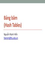 Bài giảng Cấu trúc dữ liệu và giải thuật: Bảng băm - Nguyễn Mạnh Hiển (HKI năm 2020-2021)