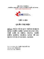 Tiểu luận Quản trị học: Phân tích quy trình hoạch định chiến lược kinh doanh của Thế Giới Di Động trong thời điểm khủng hoảng kinh tế do dịch Covid-19 (01/2020–04/2020)