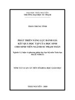 Phát triển năng lực đánh giá kết quả học tập của học sinh cho sinh viên ngành sư phạm toán tt 