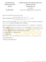 Đề tuyển chọn học sinh giỏi môn Toán lớp 12 năm học 2020-2021 – Trường THPT Chuyên Bến Tre