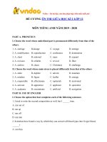 Đề cương ôn thi giữa học kì 2 môn Tiếng Anh lớp 12 năm học 2019-2020