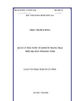 Quản lý nhà nước về kinh tế trang trại trên địa bàn tỉnh bắc ninh 