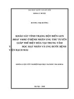 Khảo sát tình trạng đột biến gen BRAF v600e ở bệnh nhân ung thư tuyến giáp thể biệt hóa tại trung tâm y học hạt nhân và ung bướu bệnh viện bạch mai 