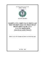 Nghiên cứu chiết xuất phân lập một số hợp chất từ phân đoạn dịch chiết nước của lá cây khôi đốm (sanchezia nobilis hook f) 