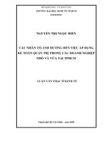 Các nhân tố ảnh hưởng đến việc áp dụng kế toán quản trị trong các doanh nghiệp nhỏ và vừa tại TP HCM 