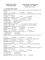 Đề thi học kì 1 môn Tiếng Anh 10 năm 2019-2020 có đáp án - Trường THPT chuyên Nguyễn Bỉnh Khiêm