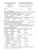 Đề thi học kì 1 môn Tiếng Anh 10 năm 2019-2020 có đáp án - Trường THPT Lạc Long Quân (Hệ 10 năm)