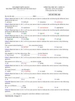 Đề thi học kì 1 môn Tiếng Anh 10 năm 2019-2020 có đáp án - Trường THPT chuyên Huỳnh Mẫn Đạt (Khối cơ bản)