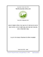 Hoàn thiện công tác quản lý chi ngân sách nhà nước cấp xã trên địa bàn huyện thanh sơn, tỉnh phú thọ 