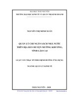 Quản lý chi ngân sách nhà nước trên địa bàn huyện mường khương, tỉnh lào cai 