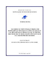 xác định các nhân tố quan trọng ảnh hưởng đến sự thất bại của công tác quản lý các bên liên quan trong các dự án trường học được đầu tư bằng nguồn vốn ngân sách của thành phố hồ chí minh 