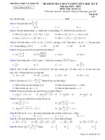 Đề kiểm tra giữa HK2 môn Toán 11 năm 2019-2020 có đáp án - Trường THPT Lý Thái Tổ