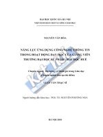 Năng lực ứng dụng công nghệ thông tin trong hoạt động dạy học của giảng viên trường đại học sư phạm 