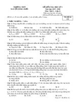 Đề thi học kì 1 môn Vật lí 11 năm 2019-2020 có đáp án - Trường THPT Nguyễn Đình Chiểu
