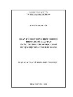 Quản lý hoạt động trải nghiệm theo chủ đề giáo dục ở các trường trung học cơ sở huyện hiệp hòa tỉnh bắc giang 