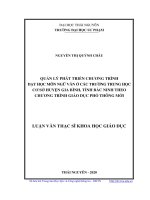 Quản lý phát triển chương trình dạy học môn ngữ văn ở các trường trung học cơ sở huyện gia bình, tỉnh bắc ninh theo chương trình giáo dục phổ thông mới 