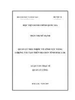 Quản lý nhà nước về lĩnh vực năng lượng tái tạo trên địa bàn tỉnh đắk lắk 