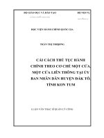 Cải cách thủ tục hành chính theo cơ chế một cửa, một cửa liên thông tại ủy ban nhân dân huyện đắk tô, tỉnh kon tum 