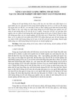 Nâng cao chất lượng thông tin kế toán tại các doanh nghiệp chế biến thủy sản ở Thanh Hóa