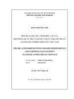 Mối quan hệ giữa tính độc lập của hội đồng quản trị và hành vi quản trị lợi nhuận tại doanh nghiệp niêm yết việt nam