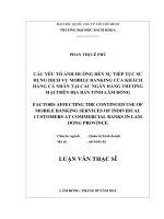 Các yếu tố ảnh hưởng đến sự tiếp tục sử dụng dịch vụ mobile banking của khách hàng cá nhân tại các ngân hàng thương mại trên địa bàn tỉnh lâm đồng