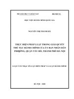 Thực hiện pháp luật trong giải quyết thủ tục hành chính của UBND phường, quận tây hồ thành phố hà nội 