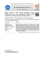 Văn hóa an toàn trong các doanh nghiệp khai thác than: Một số nhân tố ảnh hưởng và mô hình văn hóa an toàn phù hợp với ngành khai thác than Việt Nam