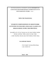 Students’ participation in group work activities in english language classes at a high school in phu tho province 