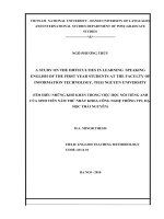 A study on the difficulties in learning speaking english of the first year students at the faculty of information technology, thai nguyen university 