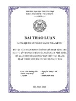 Hãy nhận định và đánh giá hoạt động chi đầu tư xây dựng cơ bản của ngân sách nhà nước việt nam  đề xuất một số giải pháp hạn chế tình trạng thất thoát vốn đầu tư xây dựng cơ bản