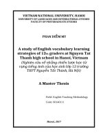 A study of english vocabulary learning strategies of 12th graders at nguyen tat thanh high school in hanoi, vietnam 
