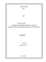 Nghiên cứu đối chiếu những từ ngữ chỉ đồ dùng trong nhà trong tiếng hán và tiếng việt 