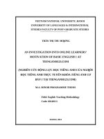 An investigation into online learners’ motivation of basic english 1, at tienganh123 com  