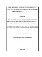 The application of simulation technique in improving english speaking skill for first year students in faculty of foreign language in ho chi minh university of industry 