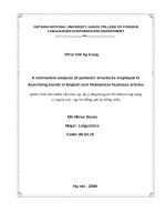 A contrastive analysis of syntactic structures employed in describing trends in english and vietnamese business articles 