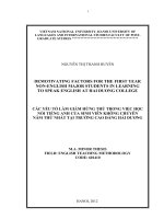 Dimotivating factors for the first year non english major students in learning to speak english at hai duong college 