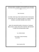 Factors affecting the participation in speaking activities of 10th grade students at doson high school and some possible solutions 