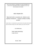 High school teachers perceptions and attitudes towards applying communicative language teaching in teaching grammar 