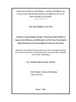 A study on using english songs in teaching listening skill to improve the efficiency and motivation for first year non english major students at hai duong medical technical university 